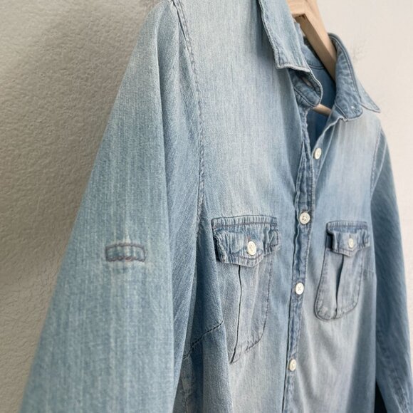 J Crew Womens 6 Button Up Light Denim Chambray Shirt Long Sleeve Casual - Picture 7 of 10